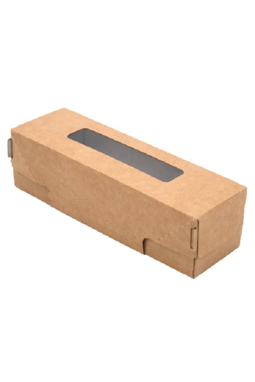 Крафт коробка 175x55x50, (упаковка 50 шт, крафт, с окном)