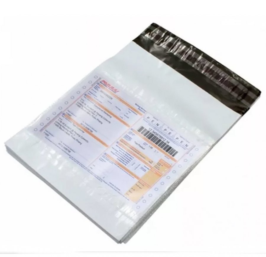 Курьерский пакет 340x460 с карманом (упаковка 100 шт, белый, без надписей)