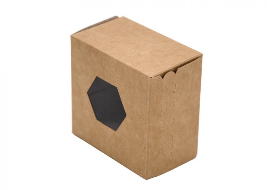 Крафт-коробка с окном и силиконовой лентой 77х77х40 мм (упаковка 50 шт.)